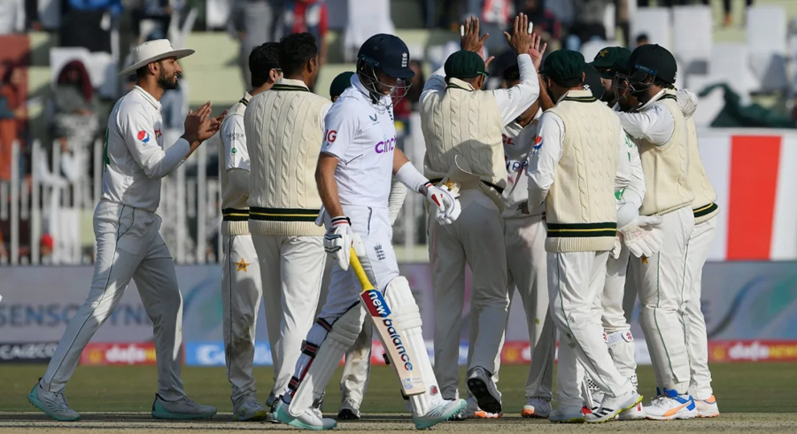 Pakistan celebrates wicket of Joe Root