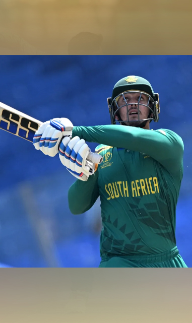 Quinton de Kock hits the ball out of the ground