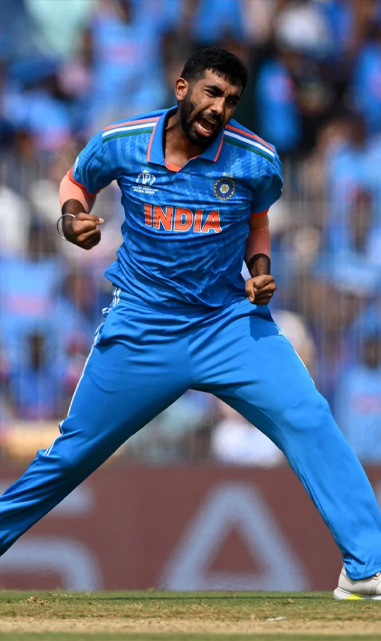 Jasprit Bumrah celebrates after taking wicket