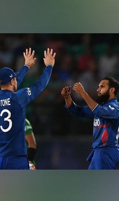Adil Rashid celebrates picking up his wicket