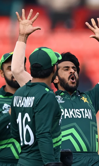 Hasan Ali celebrates the wicket of Kusal Mendis