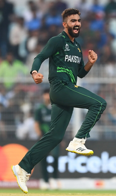 Usama Mir celebrates after taking wicket