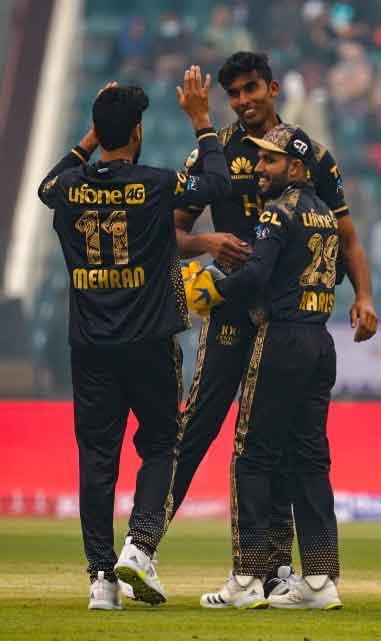 Zeeshan celebrates after taking wicket