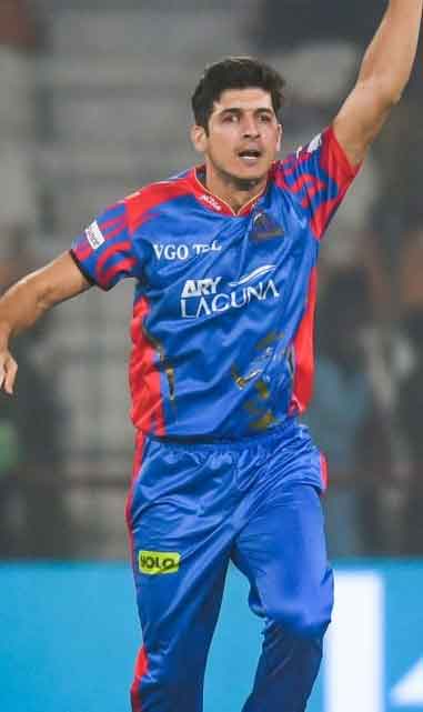 Mir Hamza celebrates after taking wicket