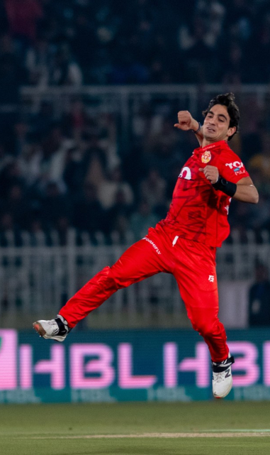 Hunain Shah celebrates after taking wicket