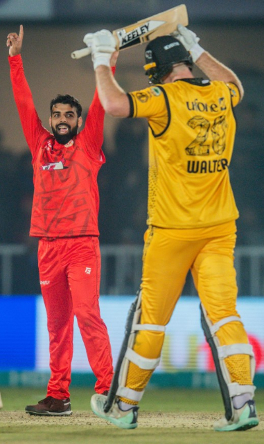 Shadab Khan picks up the wicket of Walter