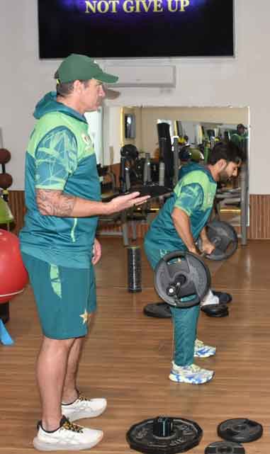 Mohammad Rizwan doing gym training