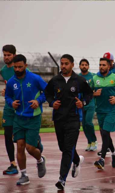 Pakistan players undergoing running drills