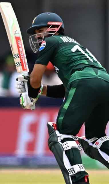 Mohammad Rizwan plays a shot towards boundary