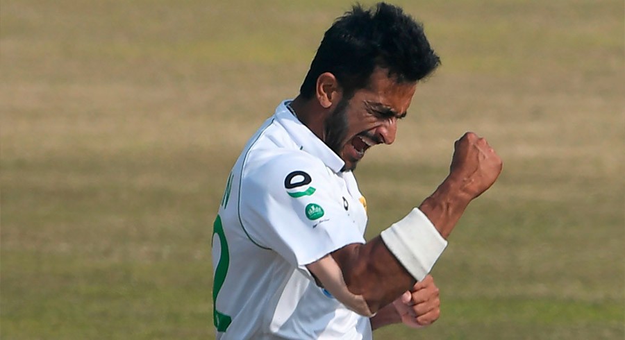 Hasan Ali reacts after impressive performance on opening day of Harare Test