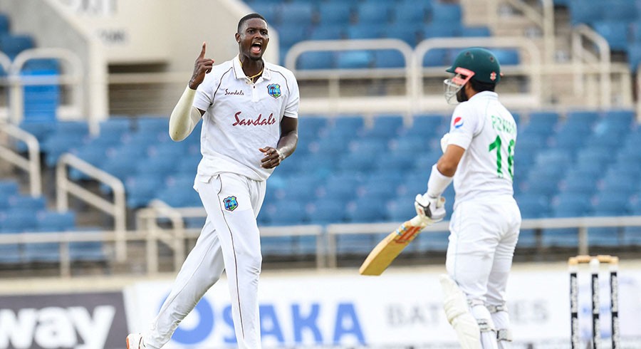 West Indies restrict Pakistan to 123-5 at tea in rain-hit first Test