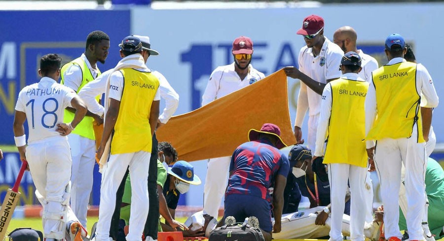 Windies debutant Solozano taken to hospital after blow to helmet