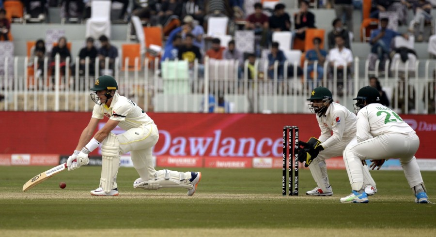 Labuschagne picks out his favorite banner from the Pindi Stadium crowd