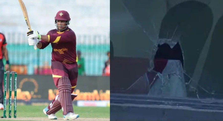 WATCH: Sharjeel Khan's powerful hit breaks window glass