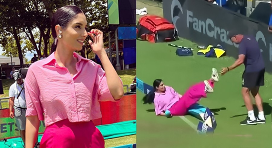 WATCH: Zainab Abbas falls during commentary in SA20