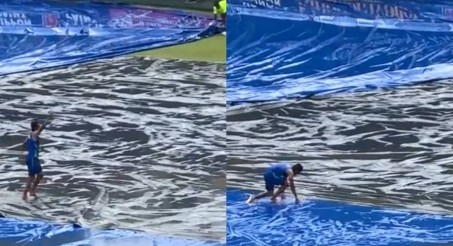 کولمبو اسٹیڈیم میں بارش کے دوران حسن علی کی اٹھکیلیاں