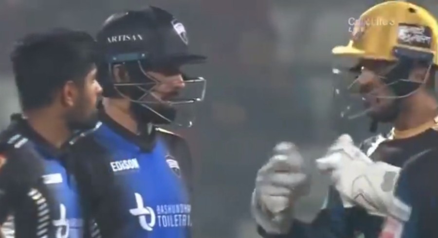 WATCH: Babar Azam's fifty leads to heated exchange with opponent's wicket-keeper