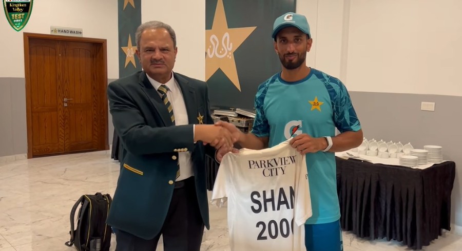 WATCH: PCB honors Shan Masood with special jersey after 2,000 Test runs milestone