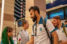 Pakistan players get a warm welcome by Afghanistan Cricket in UAE